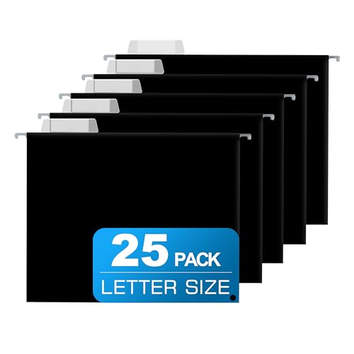 25 Packs Hanging File Folders,Black Letter Size Kit
