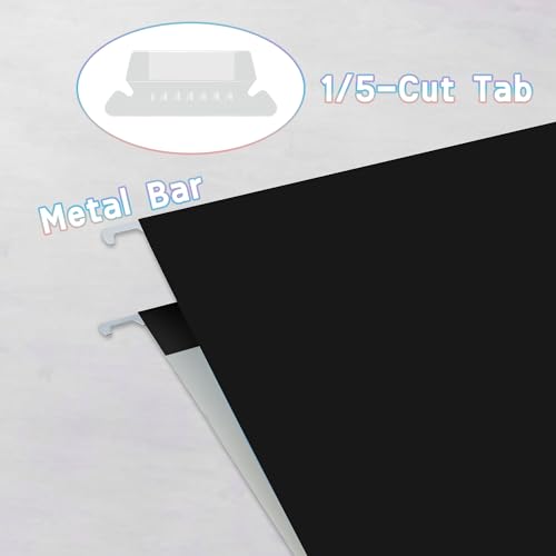25 Packs Hanging File Folders,Black Letter Size Kit