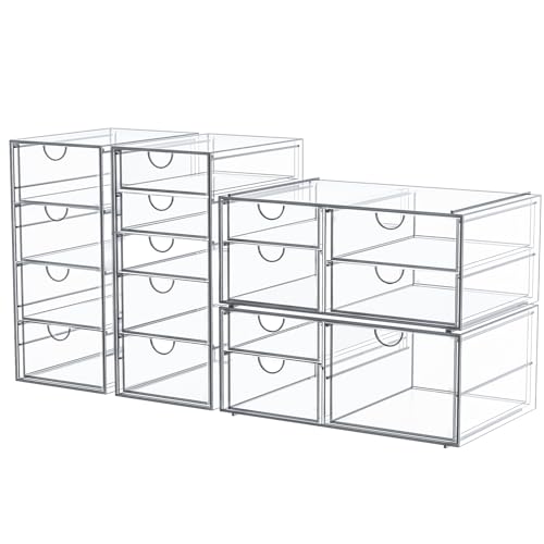 Eco-Friendly caktraie Makeup Organizer Storage With 16 Drawers, 4 Pcs Collection