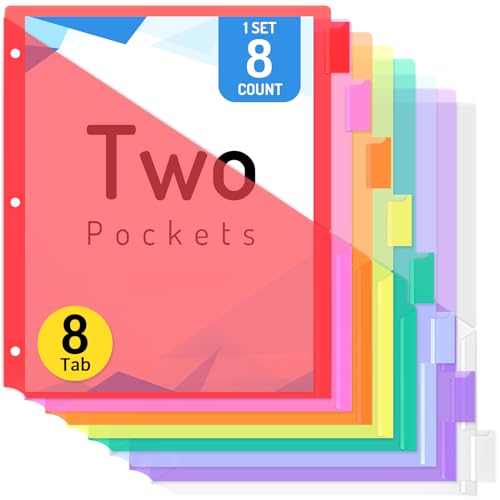 Modern Forvencer 8 Count Dividers with Two Pockets, 8 tabs Binder Essentials