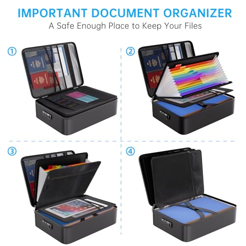 Modern ENGPOW Fireproof File Organizer Bag with 13 Colorful Pockets Accordion for Daily Use