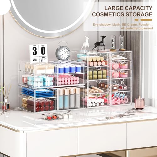 Eco-Friendly caktraie Makeup Organizer Storage With 16 Drawers, 4 Pcs Collection